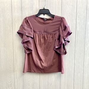Express Mauve Short Ruffle Sleeve Blouse Size Small NWT